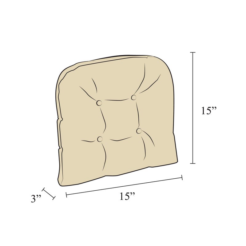 Klear Vu Gripper Overstuffed Universal Non-Slip Dining Chair Cushions for Kitchen Decor or Office Use, U-Shaped Skid-Proof Seat Pad, 15x15 Inches, 4 Count (Pack of 1), Linear Stone Tan - Image 5